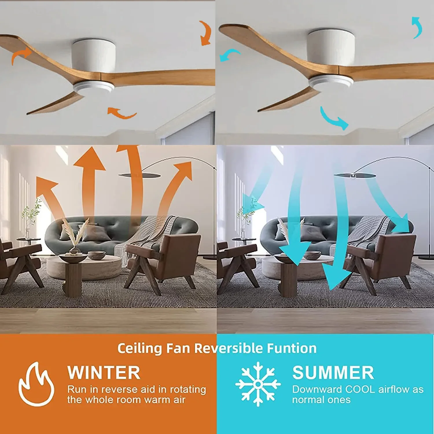 Low Floor Modern Ceiling Fans No Light 36 42 48 56 Inches DC Motor Reversible Blades Remote Control Led Fans Lamp With Lights