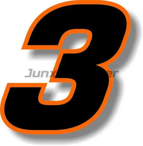 Custom Number Font Black with Orange Border Stickers Truck Racing Car Laptop Moto Helmet Door Book Windows Decals Customizable