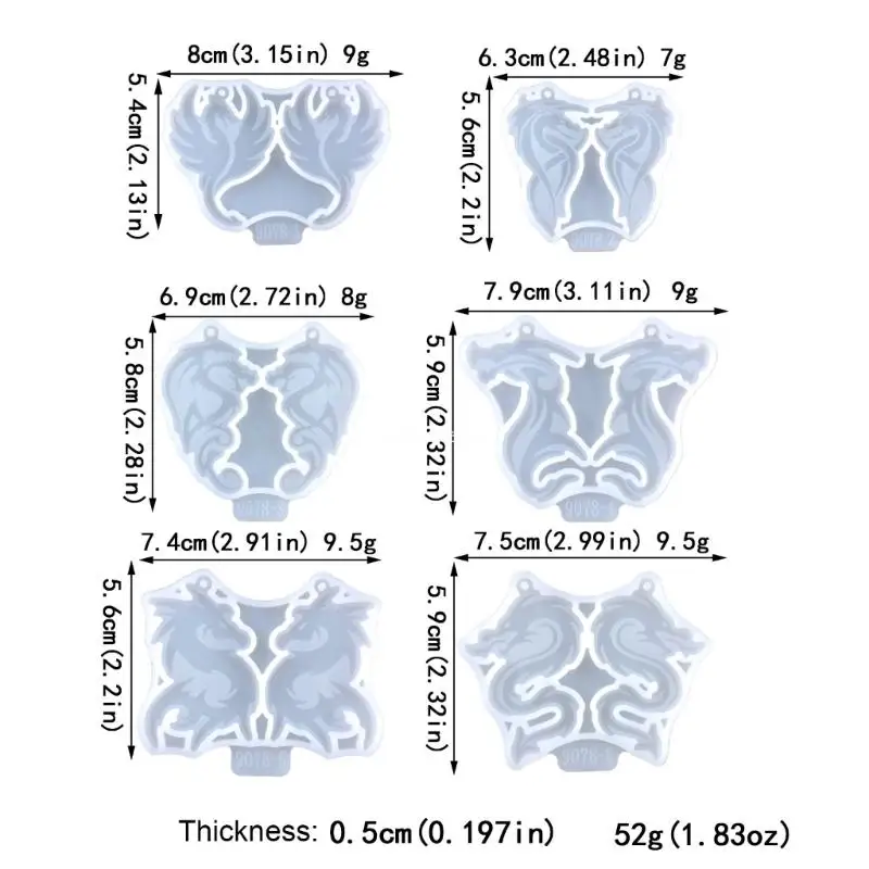 6 Pcs Dragon Molds DIY Epoxy Earrings Silicone Mold Resin Craft Mould Dropship