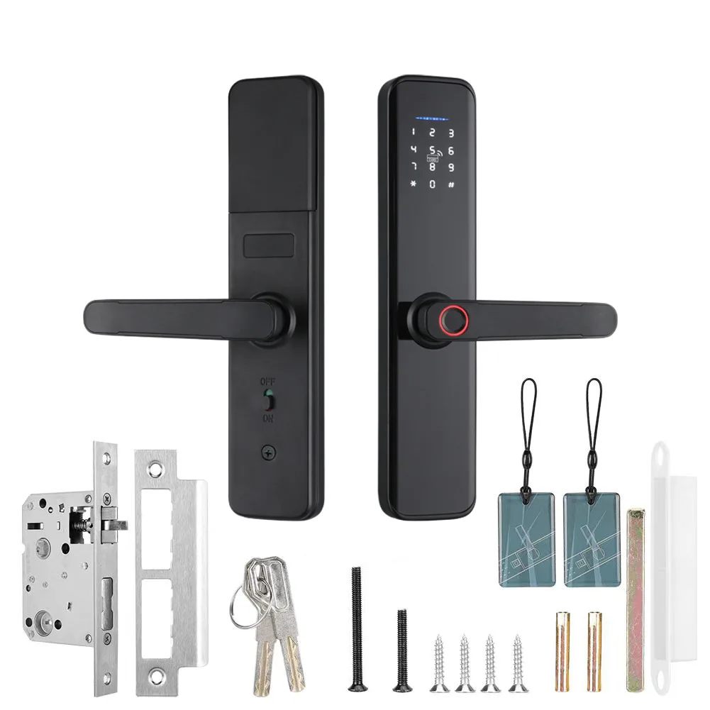 Hotel smart lock for security protection unlock by fingerprint ic card remote control and cellphone