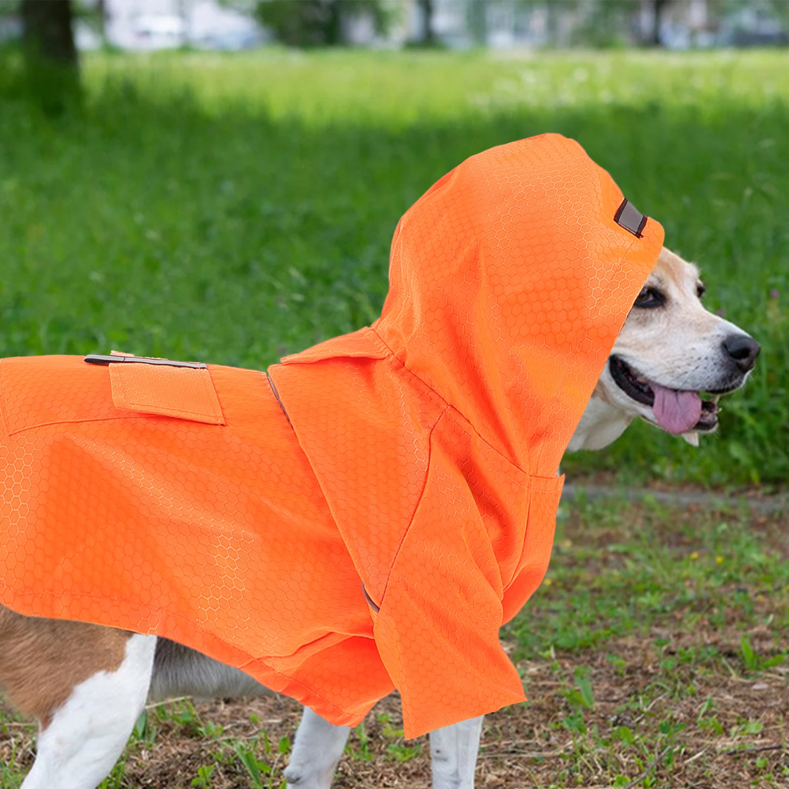 

Premium Double Layer Pet Dog Raincoat Reflective Waterproof Hooded For Outdoor Walking Jogging Hunting Orange L Size