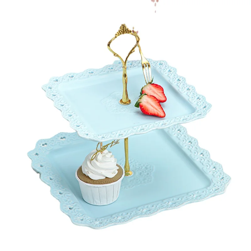 

Fruit Plate Living Room Home Tea Table Dessert Plate Three-Layer Double Layer Candy Plate Front Desk Afternoon Tea Tableware