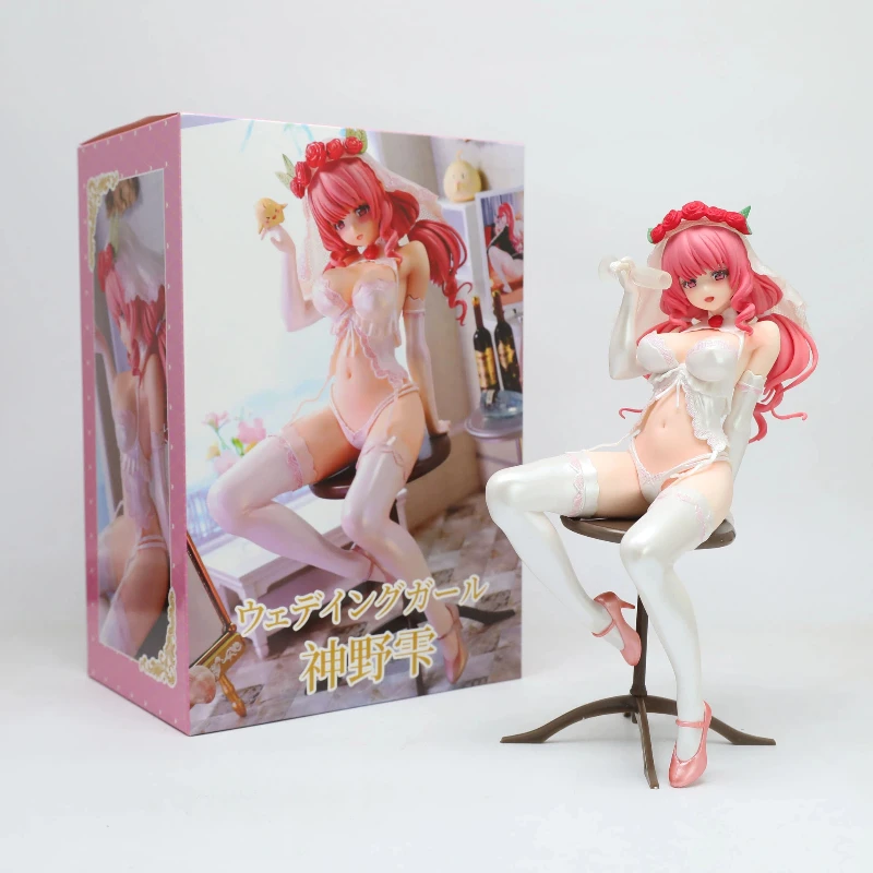 24cm Anime Figure Pink Hair Bride Wedding Rose Veil Pvc Collectible Statue Desktop Ornament Computer Case Decoration Boxed Model