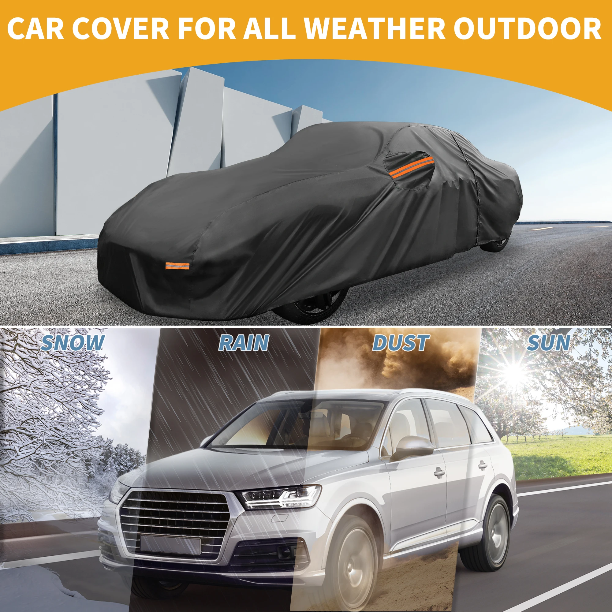 

Чехол для автомобиля Uxcell всепогодный для Toyota Supra, черный, 190T-Pu, с левой молнией