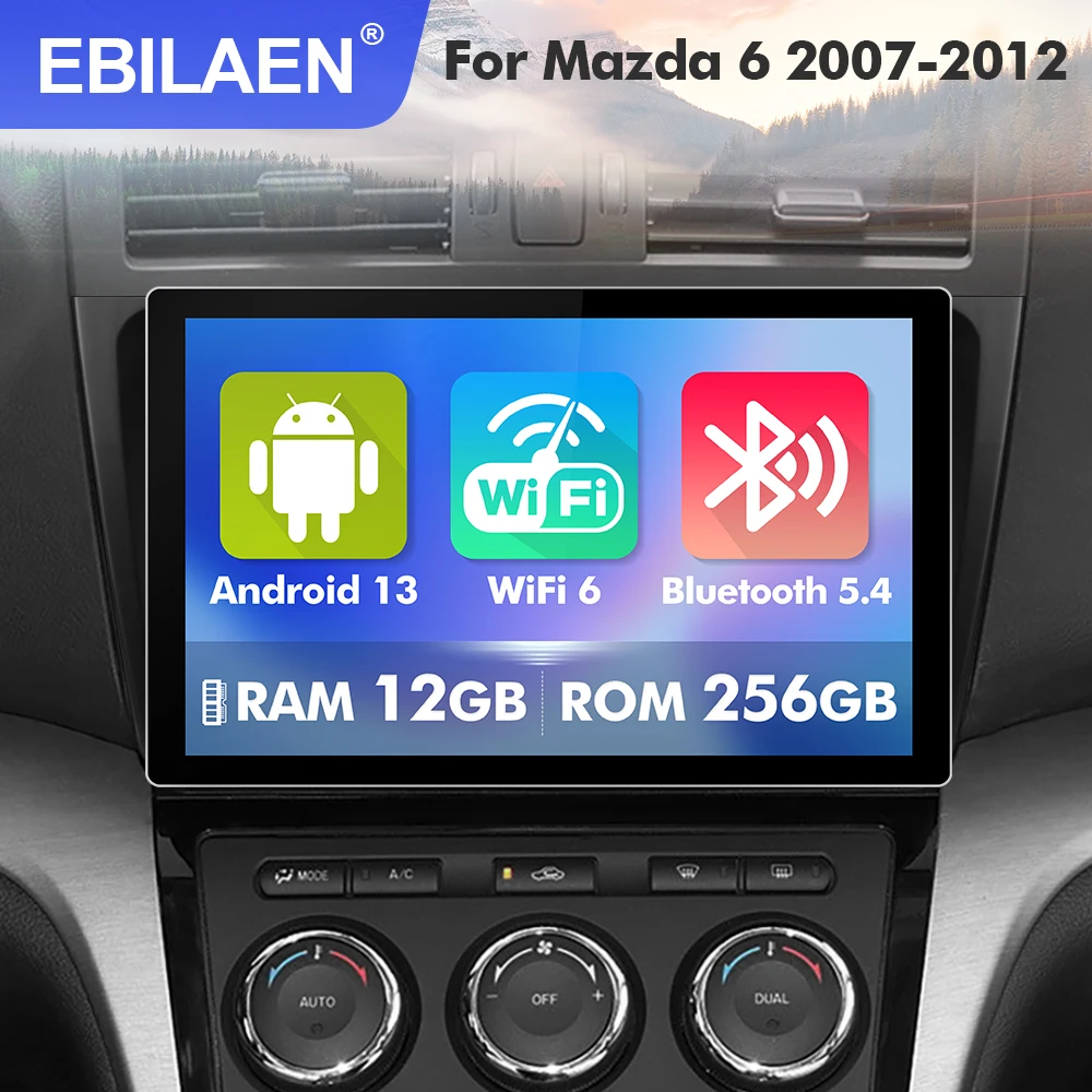 

EBILAEN 11.5inch Android 13 Multimedia Radio stereo For Mazda 6 GH 2007-2012 Carplay GPS 4G FM WIFI 2K 2din autoradio