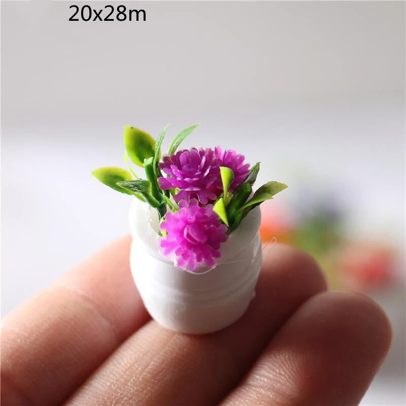 3pcs 1:12 Dollhouse Miniature Green Plant In Pot Simulation Potted plants