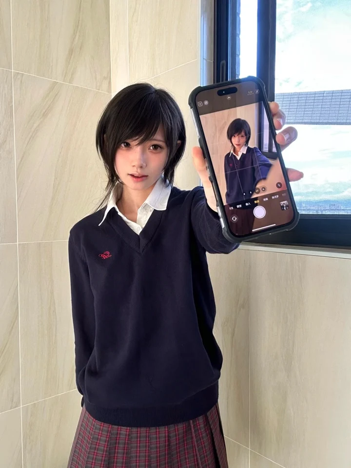 

Японский школьный orm Sle, женский вязаный длинный свитер Sve V-Ne, однотонная многослойная верхняя одежда, осенне-зимняя одежда