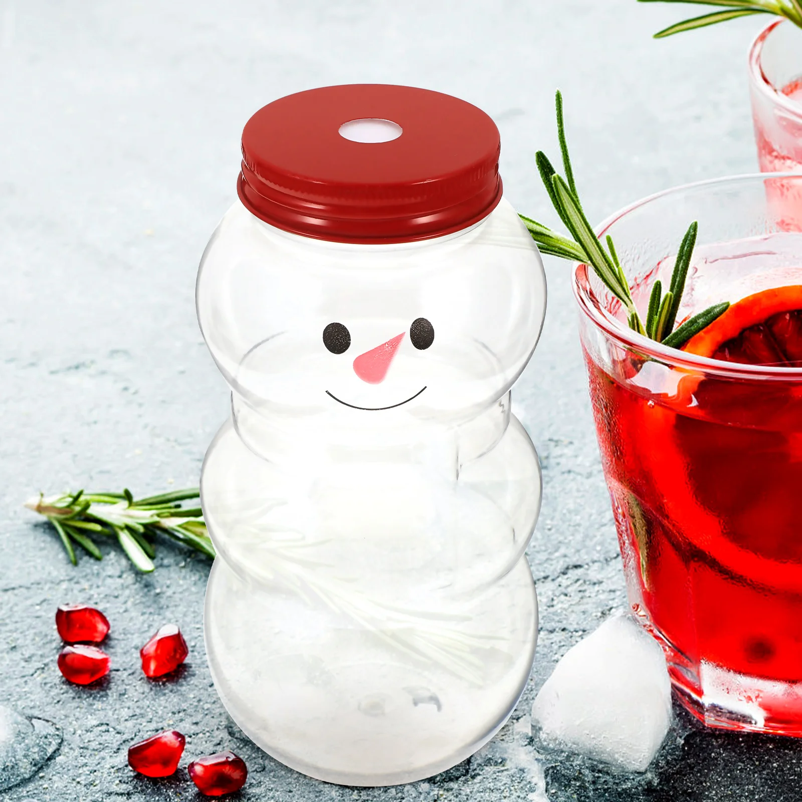 

10 Pcs Christmas Snowman Drink Bottles 500ml Red Cap Sealed Packaging Empty Wrapping Bottles Portable C y Jars Milk Juice