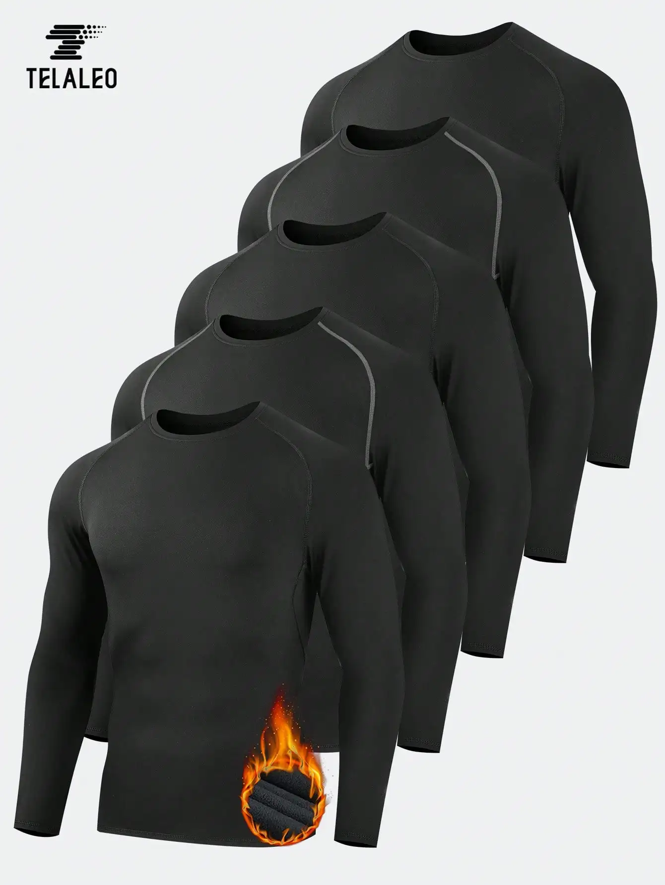 

Комплект из 5 мужских термокофтов с длинным рукавом и компрессионным эффектом для холодной погоды и тренировок