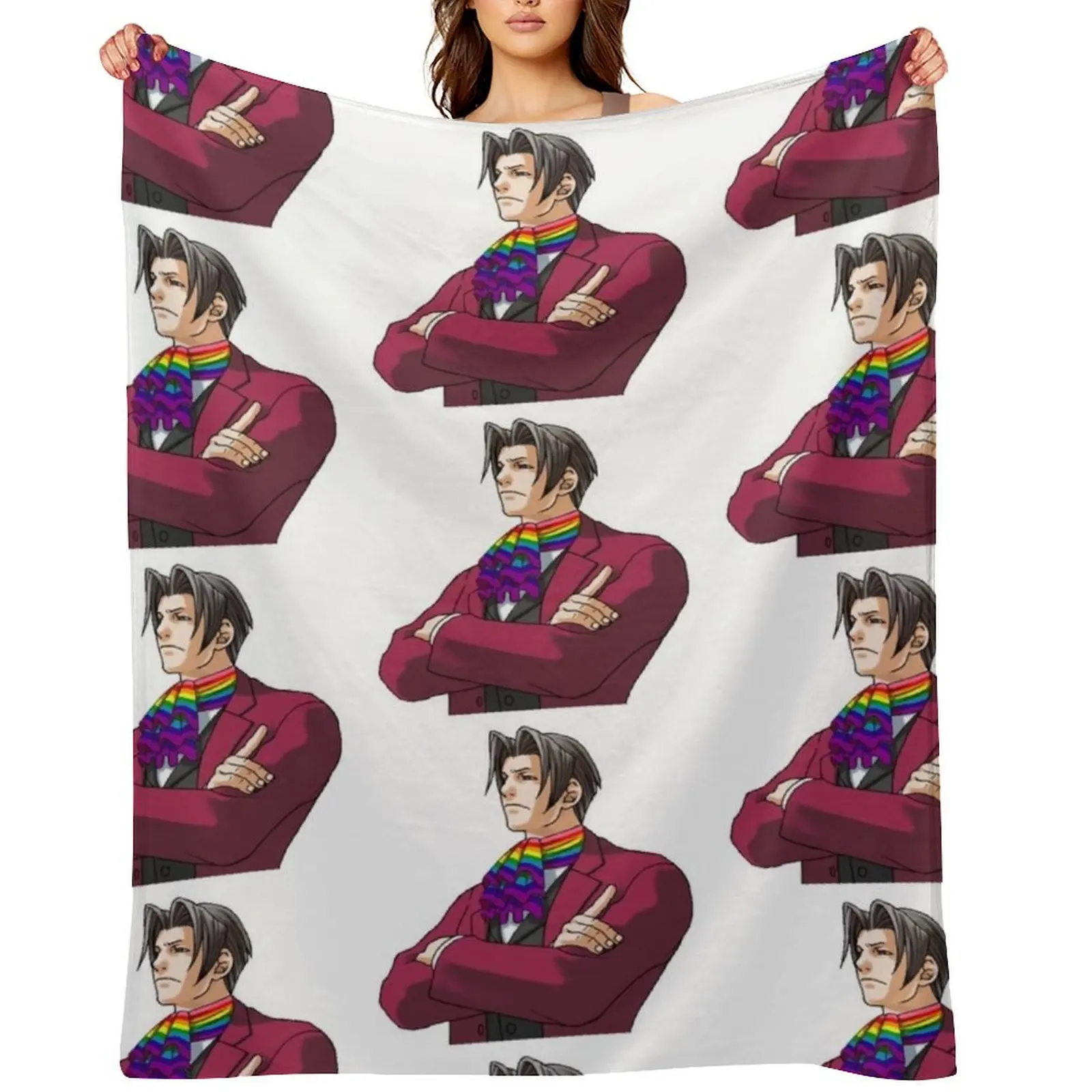 

Miles Edgeworth Pride Throw Blanket valentine gift ideas Retros Beautifuls Decoratives Blankets