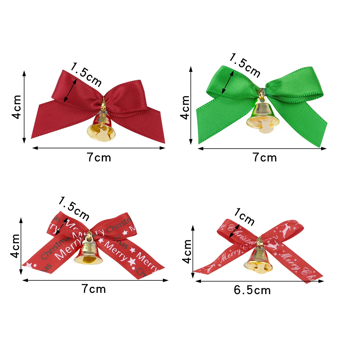 10 Stück Weihnachts-Schleifen mit Glöckchen, Weihnachtsgeschenk-Schleifen mit kleinen Glöckchen, DIY-Schmuck, Geschenkverpackung, Weihnachtsbaumdekoration – Detail 1