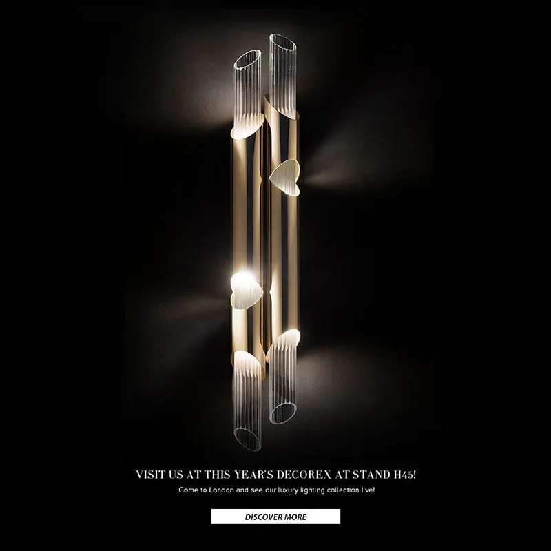 Postmodern light luxury living room background wall glass wall lamp Nordic designer model room exhibition hall bedroom
