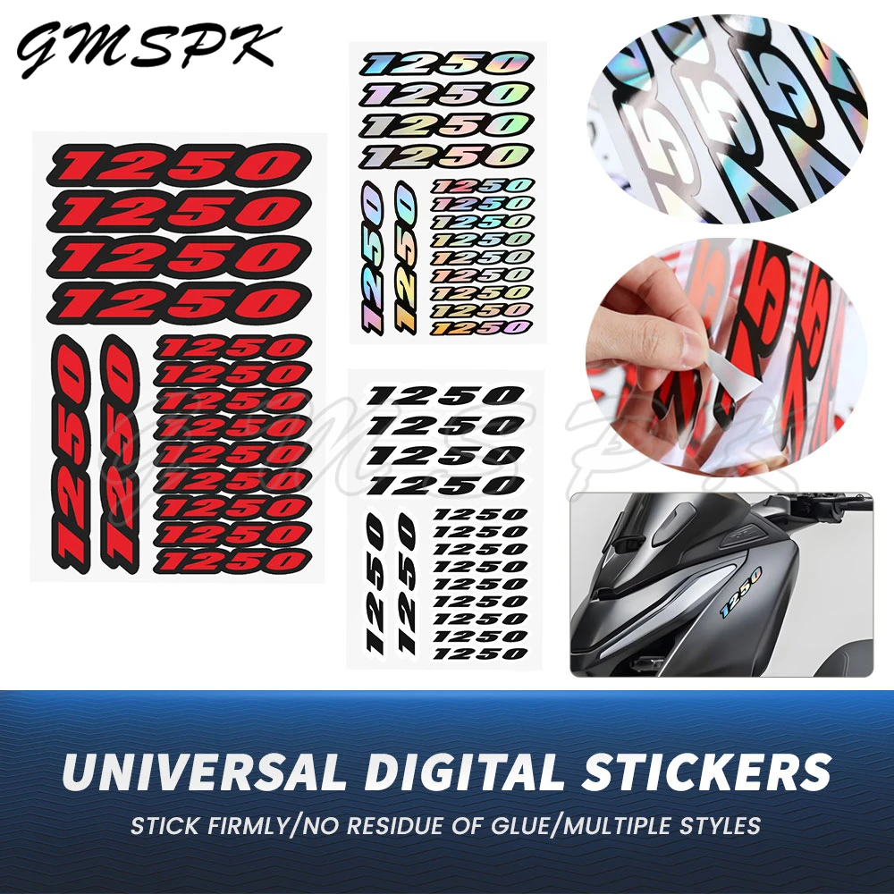 

Fit for Suzuki GSF1250 Bandit 1250 BMW R1250RT R1250GS R 1250 GS ADV Motorcycle Number 1250 Fairings Sticker Waterproof Decals