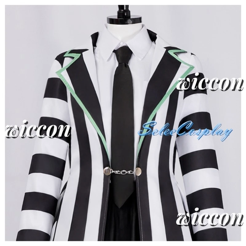 Anime Cosplay Beetle2Juicee Women Men Black and White Striped Suit Scary Halloween Costumes Earrings for Cosplay Party