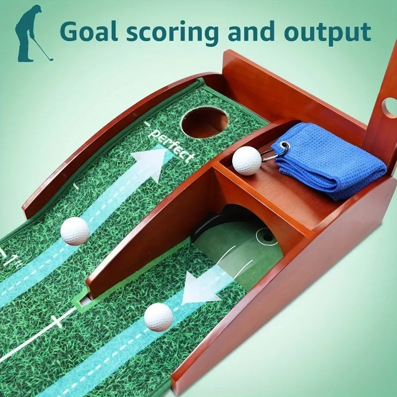 Golf Putting Mat with Automatic Ball Return for Indoor Golf Putting Practice, Portable and Easy To Clean, Golf Accessories