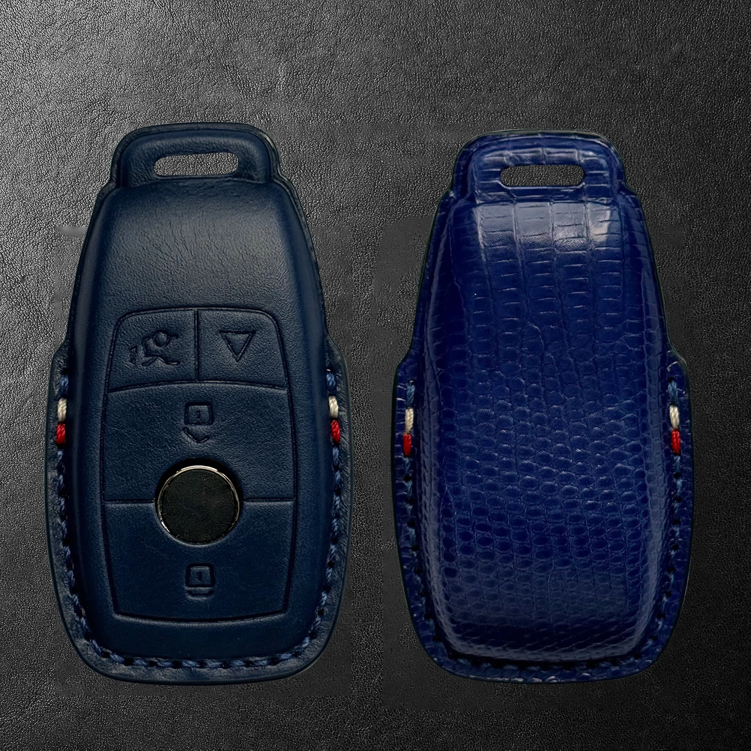 Genuine Leather with Lizard Skin Key Cover for Mercedes Benz C200L E300L S320 S350LS500l AMG GLC Car 4Buttons