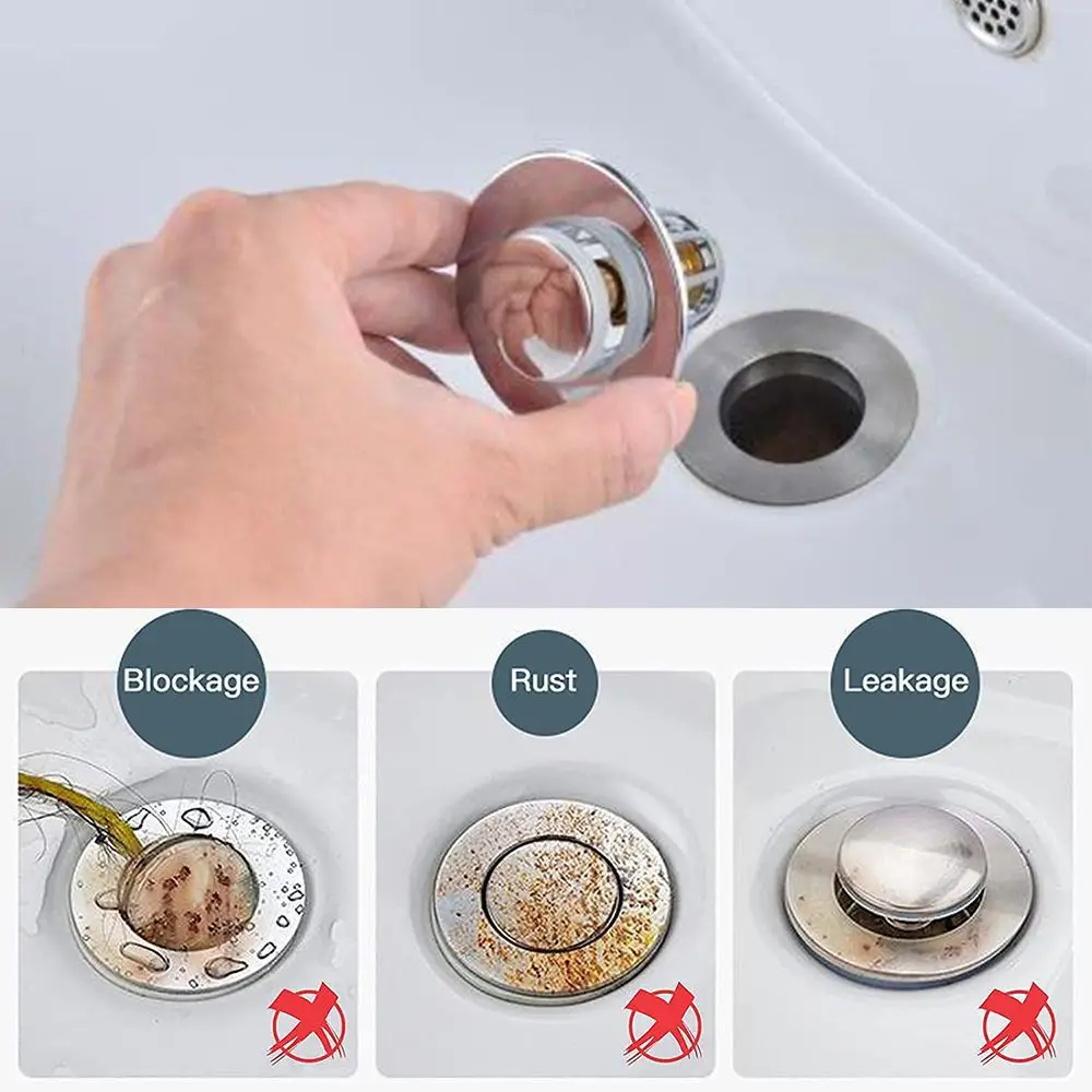 New Easy to Install Universal Sink Drain Plug Sink Drain Stopper Wash Basin Bounce Drain Filter With Anti-clogging Basket