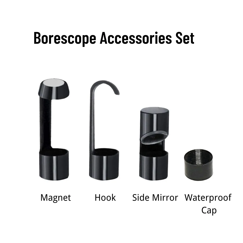 Borescope Set Accessories, Hook Magnet Side View Mirror Protective Cap for 5.5mm 8mm Lens Endoscope Camera with Screw Thread