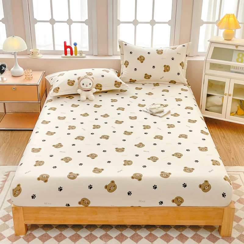 Cartoon Bear Fitted Sheet Set Lovely Animal Paw Bedding Sheet Kids Girls Boys Cotton Bed Sheets Color Home Dorm Mattress Cover