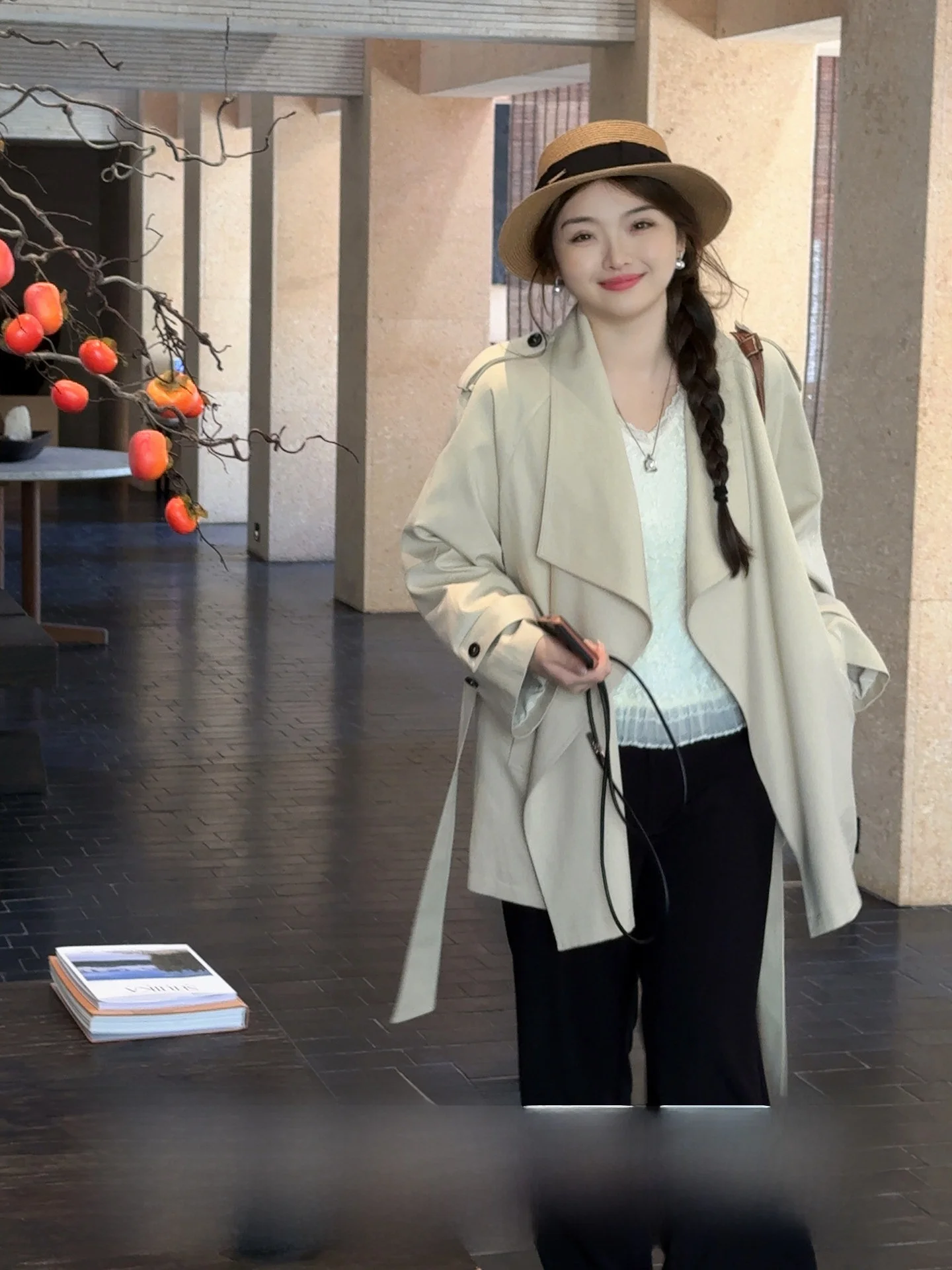 

Miss ng Large Size Women's ort Coat Cotton Blend Drapey Collar Briti Sle Spring New Arrival Ladies Faion Outerwear