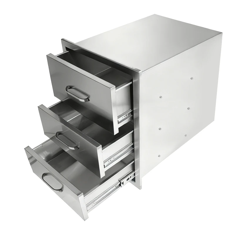 

Outdoor Kitchen Drawers Stainless Steel, Flush Mount Triple Drawer, 18Wx23Hx23D with Stainless Steel Handle, BBQ Drawers for