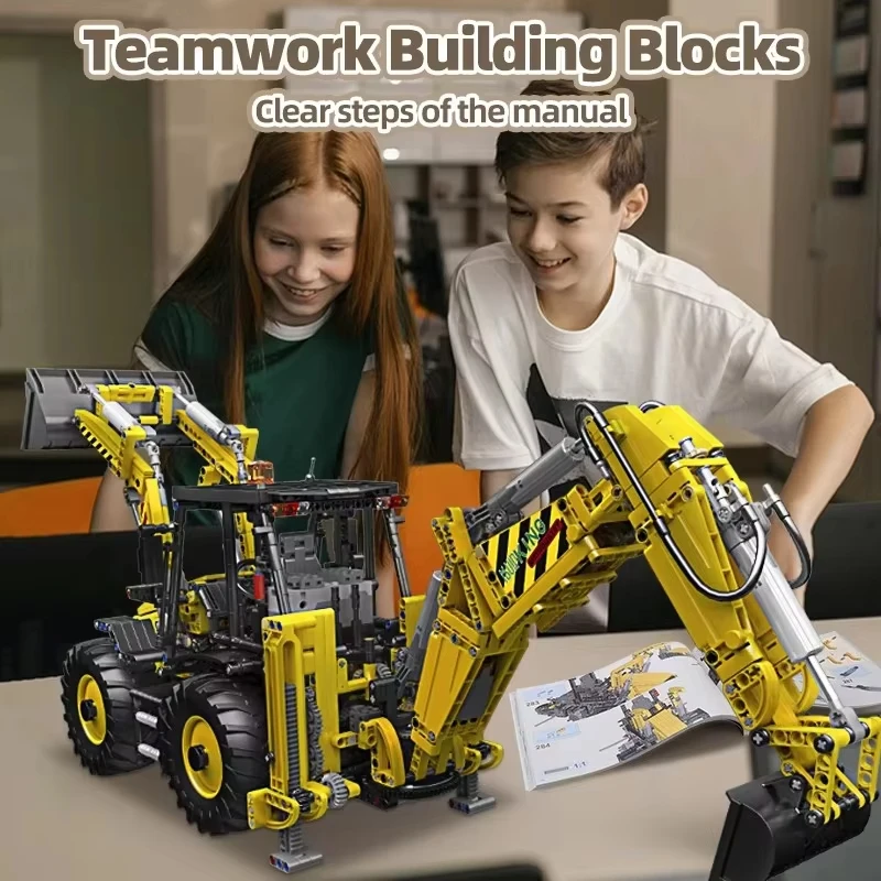 MOULD KING 17036 Double Head Engineering Vehicle Toys For Kids Technical Model Building Kits Motorized Excavator Truck Bricks