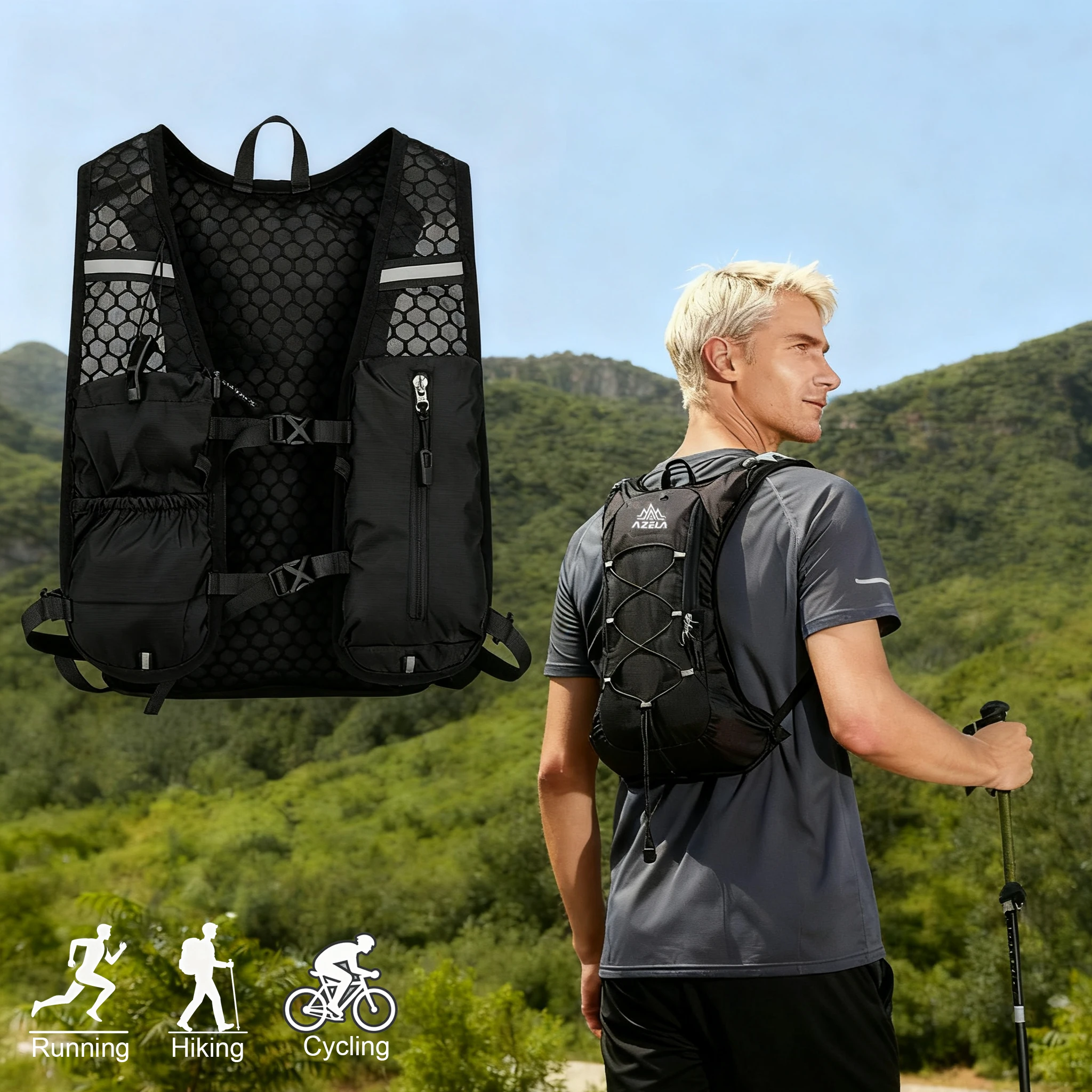 Chaleco de Hidratación para Correr, Mochila Ligera con Soporte para Teléfono, para Hombre y Mujer, Paquete de Hidratación para Trail Running, Ciclismo, Maratón