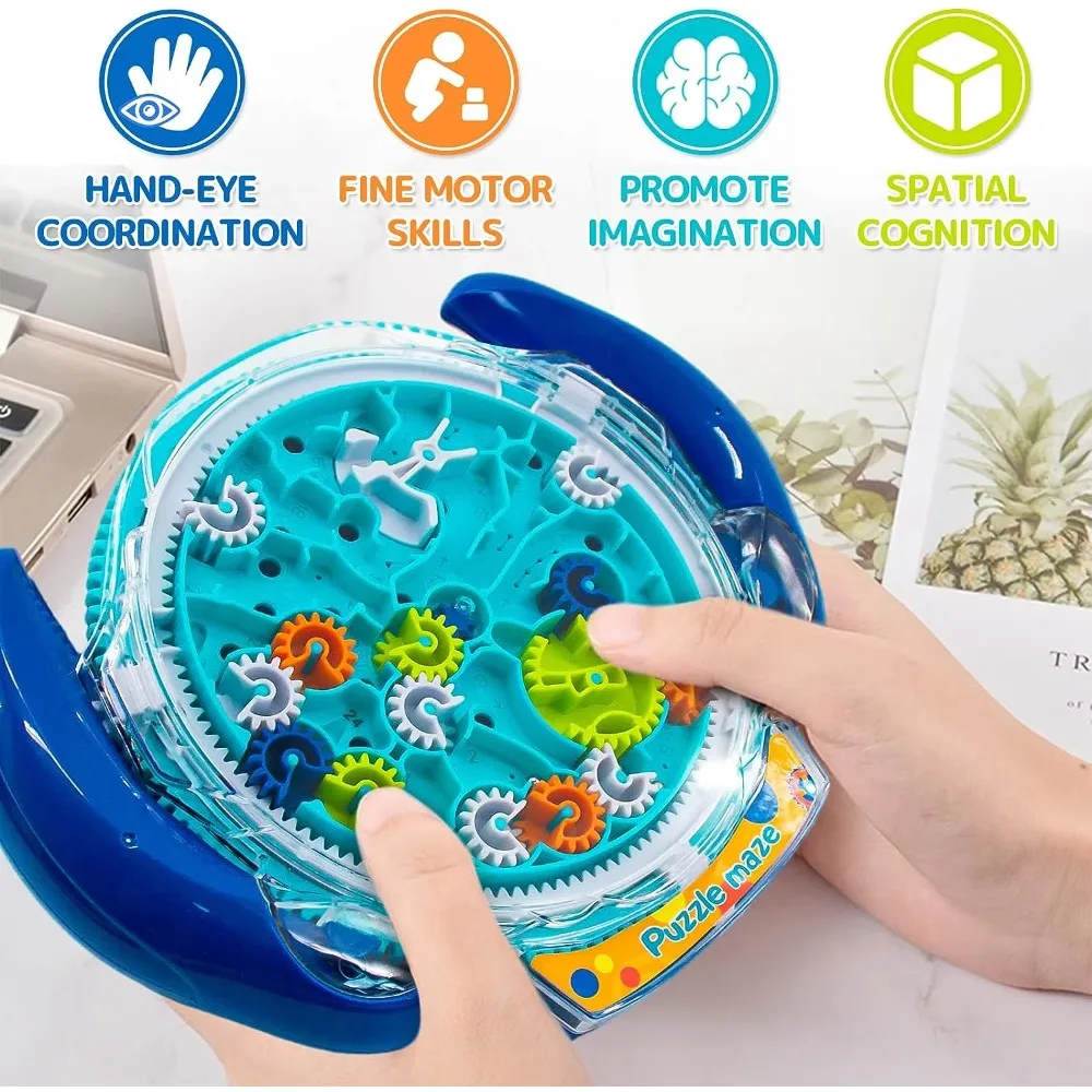 Children Stress Reliever Toys 3D Creative Puzzle Maze Magic Transparent Puzzle Speed Cube Rolling Ball Magic UFO Maze Toys