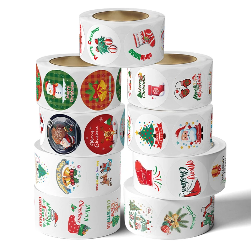 500 Stuks Vrolijke Kerststickers Kerst Thema Zegel Etiketten Stickers Voor Diy Cadeau Bakpakket Briefpapier Decoratie