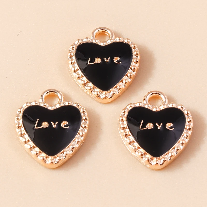 Leslie 10 Stück Romantische Emaille Kiss Me Rote Herz Charms Anhänger Für Schmuck Machen DIY Ohrringe Halskette Handgemachte Handwerk – Detail 11