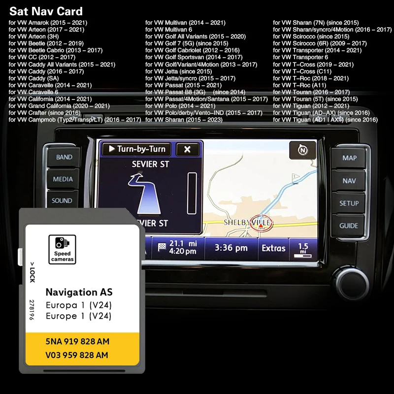 for VW T-Cross C11 Navigation SD AS V24 Map GPS Update Version Data Sat Nav France Germany Car Memory Card