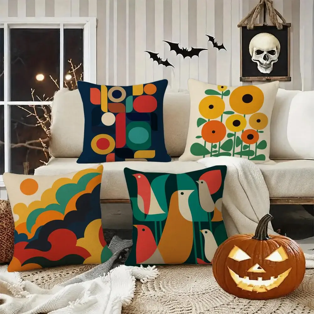 geométrico creativo Cushion Cover Halloween decoration trick or treat cushion cover, ghost, pumpkin head, bat decoration
