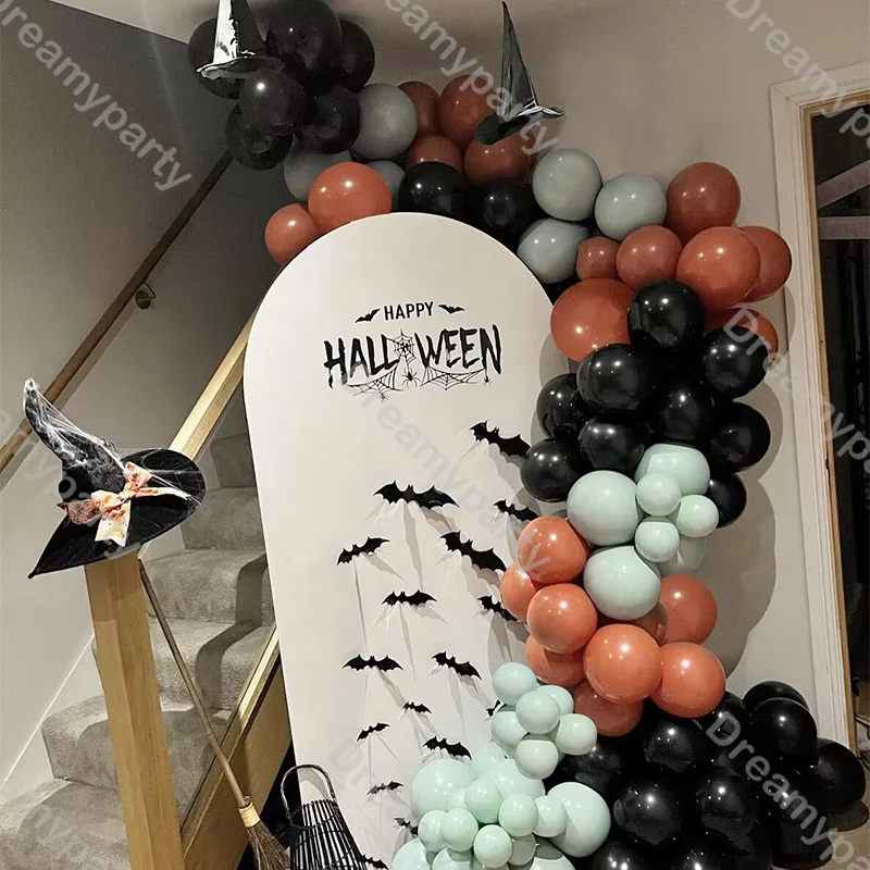 106/111pcs Kid Halloween Balloons Garland Arch Orange Black Balloon Baby Shower Gender Reveal Haunted House Party Decoration