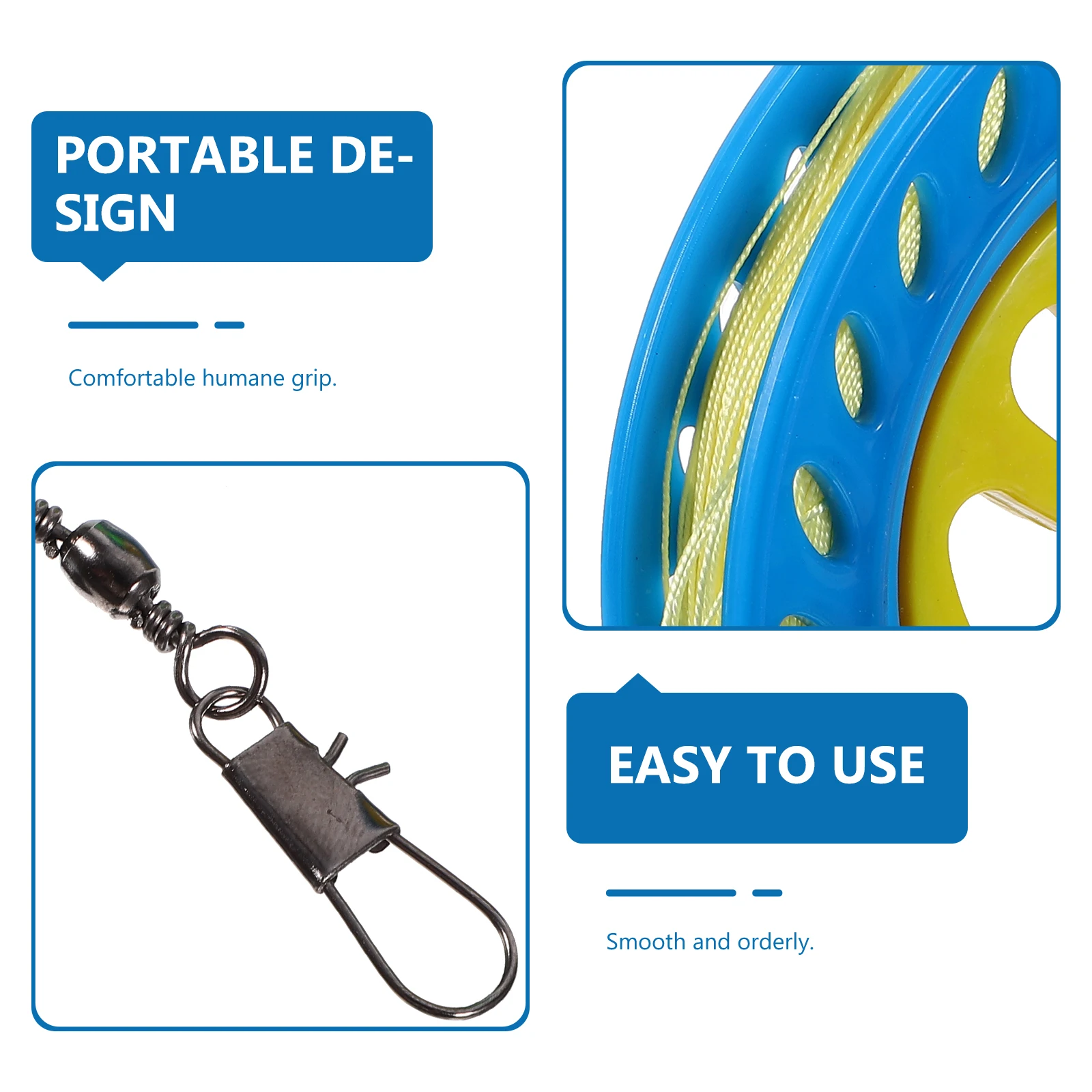 Rueda de línea de cometa de plástico, enrollador de rueda de cometa, accesorios prácticos para cometa, rueda de bobinado de cometa portátil (cuenta de acero de cristal de colores, 1 ud.