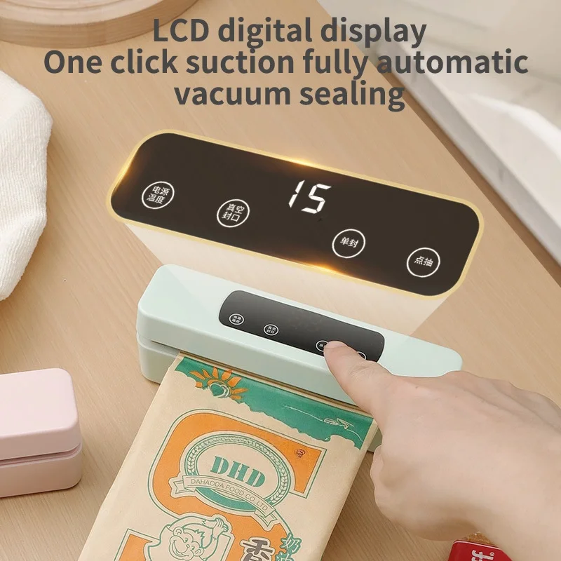 Vacuum Sealer Plastic Bags Packaging Machine USB Rechargeable Portable Mini Food Bag Sealing External Suction Heat Vacuum Sealer
