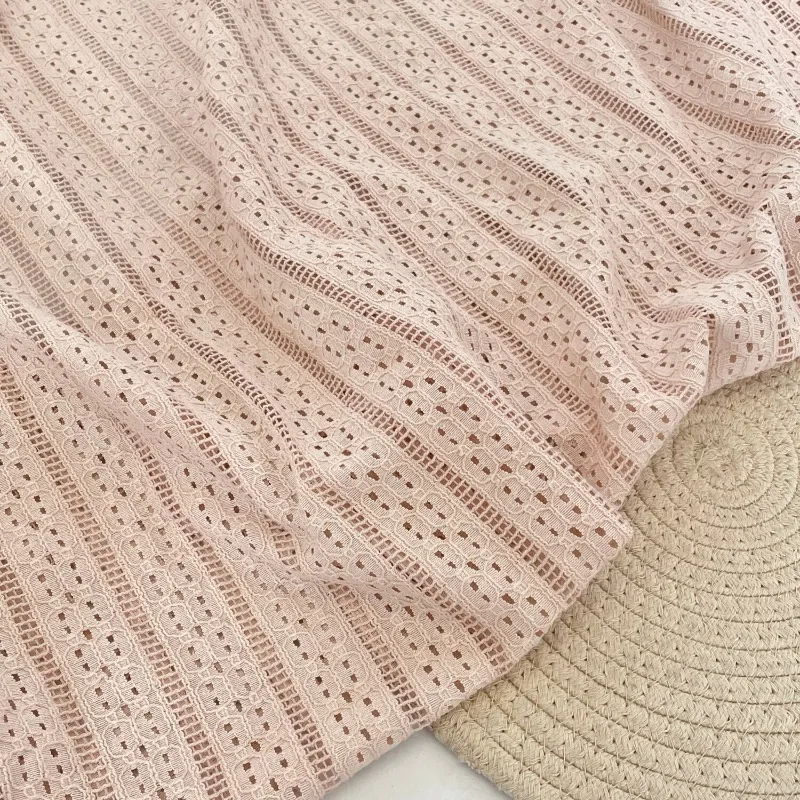 Vertical Striped Hollow Jacquard Knitted Lace Fabric Breathable Sunscreen Cover Half Skirt DIY Handmade Home Decoration Fabric