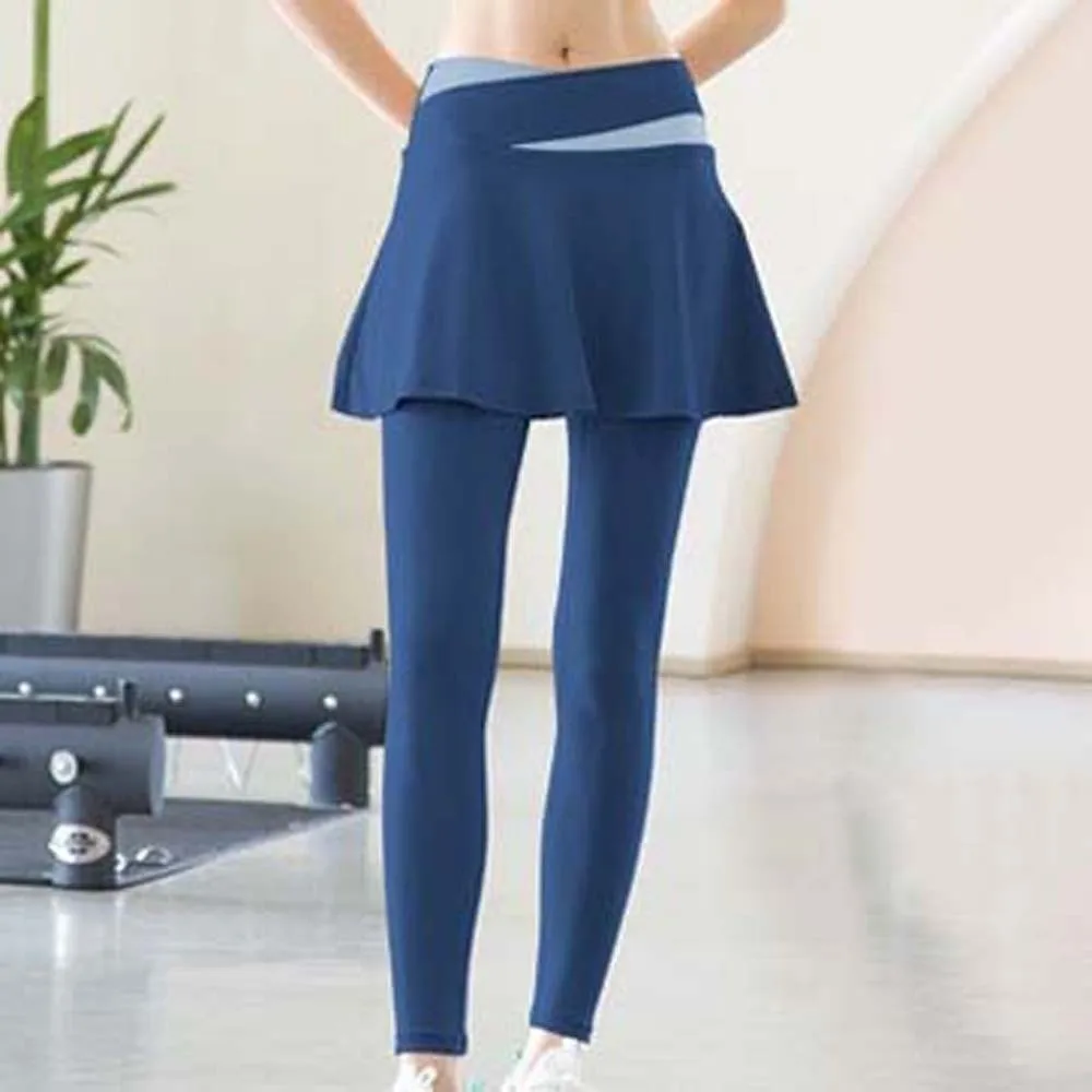 

Combined in One Fitness Leggings Tight Contrasting Color Elastic Pants Skirt Plus Size Thickened Sports Yoga Pants