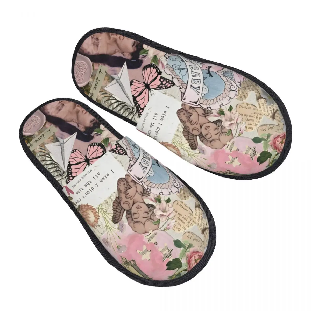 Winter Slippers Melanie Martinez Butterfly Merch Household Fur Slides Slippers Living Room Music Singer Cozy Non-slip Slides