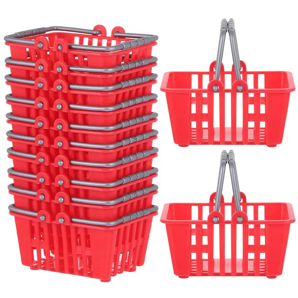 

12Pcs Mini Basket Kids Toy Lightweight Handle Plastic Easter Storage Decor Mini Basket With Handle Craft Game Home ganizer