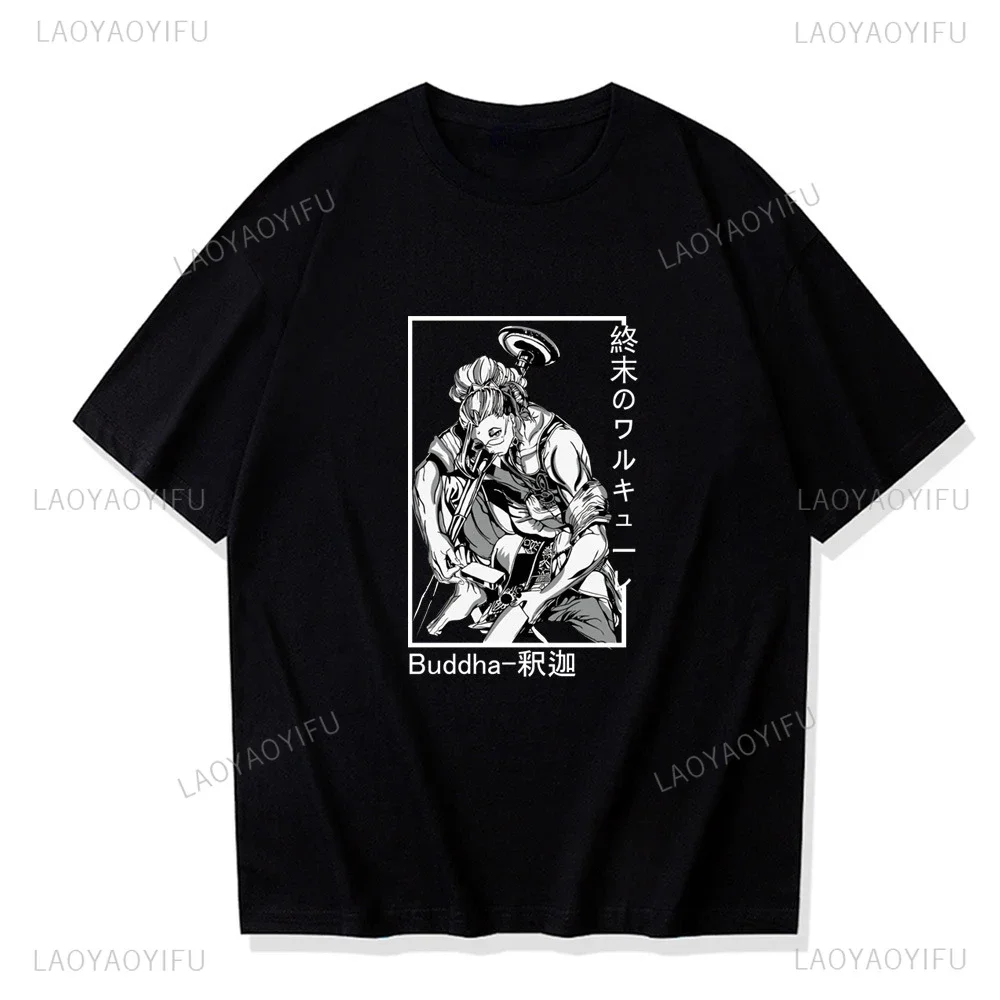 New Japan Anime Record of Ragnarok Buddha Print Male T-shirt Cotton Short Sleeve T Shirts Harajuku Men Clothing Streetwear Tee