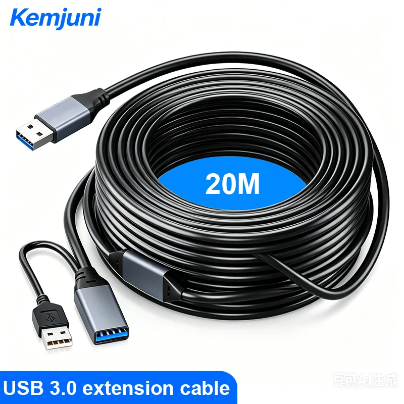 USB 3.0 Extension Cable with Extended Signal Amplifier Male To Female Long USB Extension Cable for Webcam, VR Headset, Printer