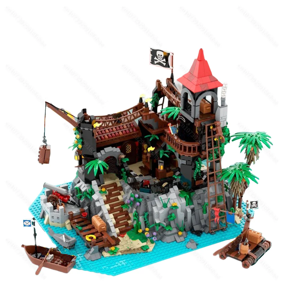 New 2446PCS medieval Pirate Series MOC Rock Island Refuge DIY creative ideas children Toy birthday Gift building blocks MOC-6273