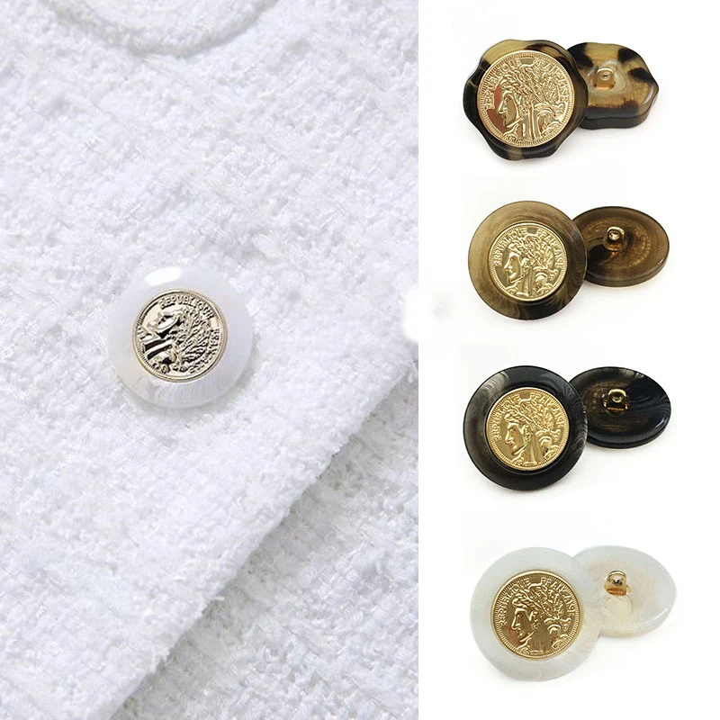 6pcs 18/20/23/25/30mm Resin Metal Buttons for Clothing Dress Women Coat DIY Sewing Button Luxury Handmade Decorative Accessories