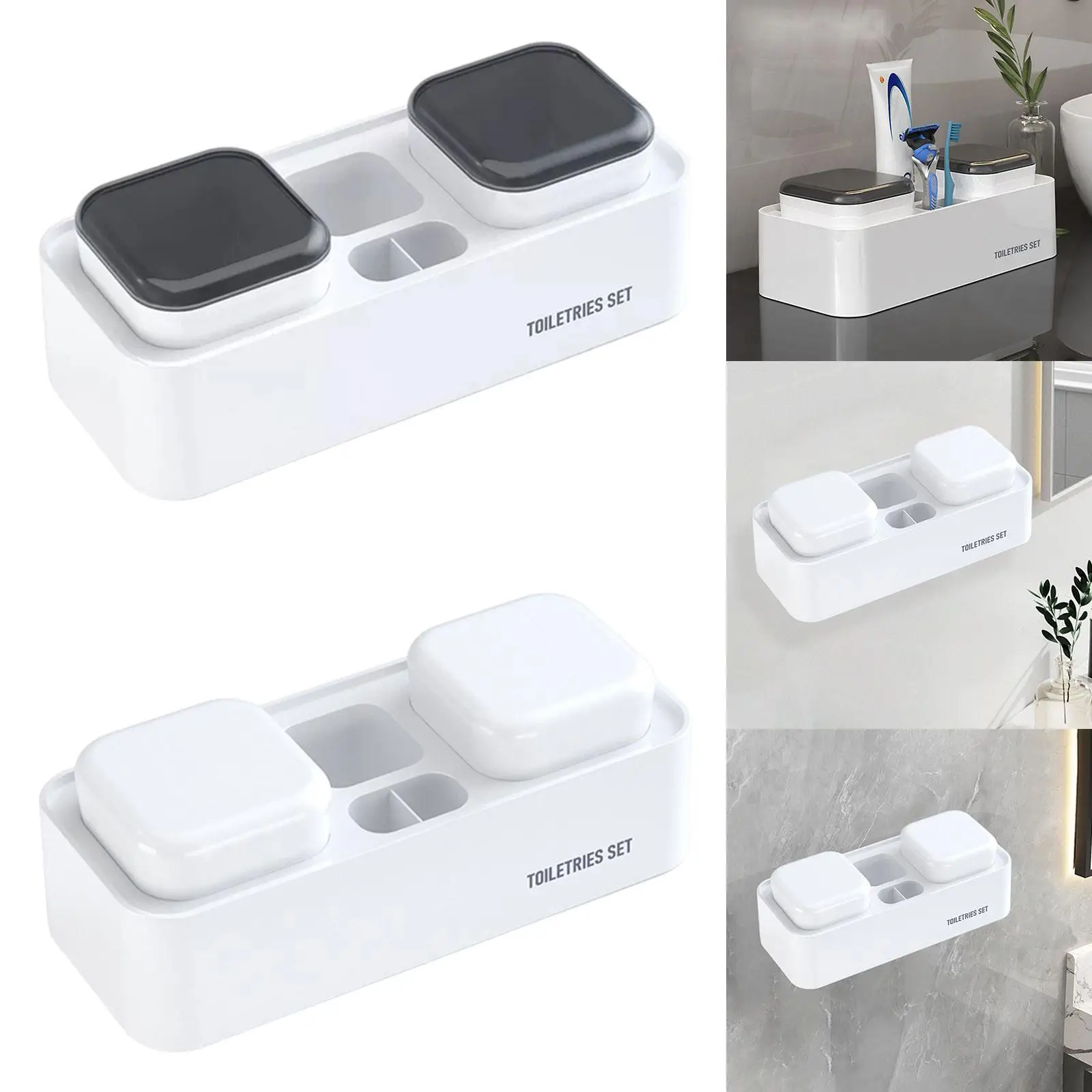 Toothbrush Organizer Toothpaste Storage Stable Simple Easy to Clean Toothbrush Hanger with Rinse Cup Multipurpose for Shower
