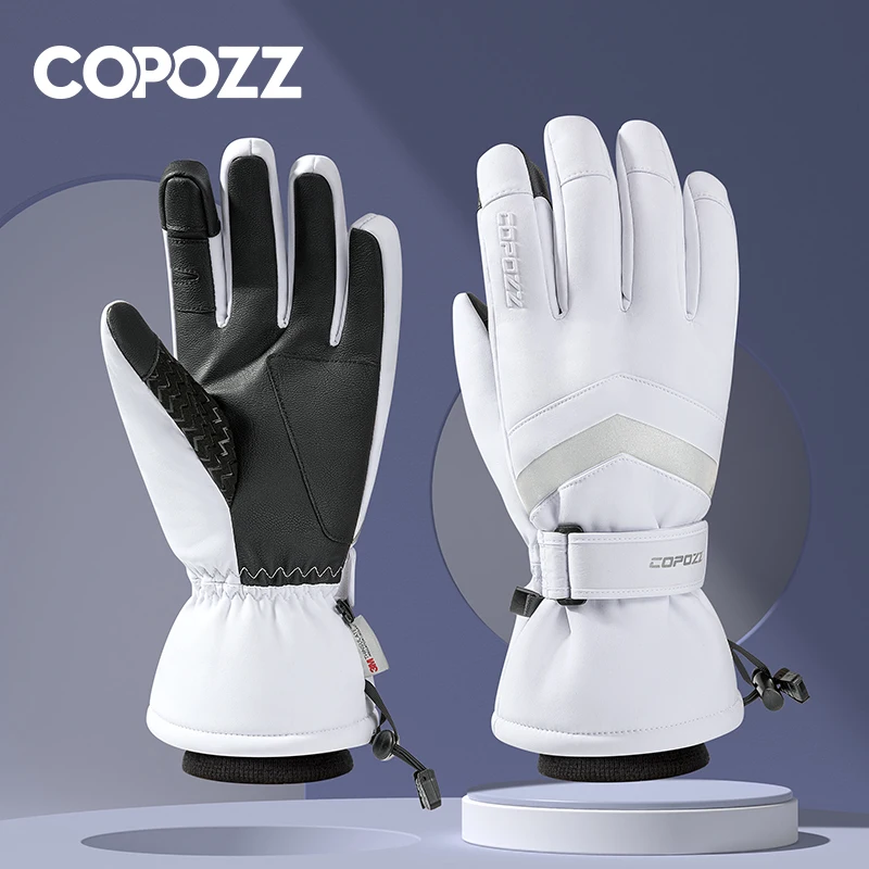 COPOZZ NEW Winter Ski Gloves Men Waterproof Warm Snowmobile Gloves Women Thicken Thermal Snow Gloves With Touchscreen Function