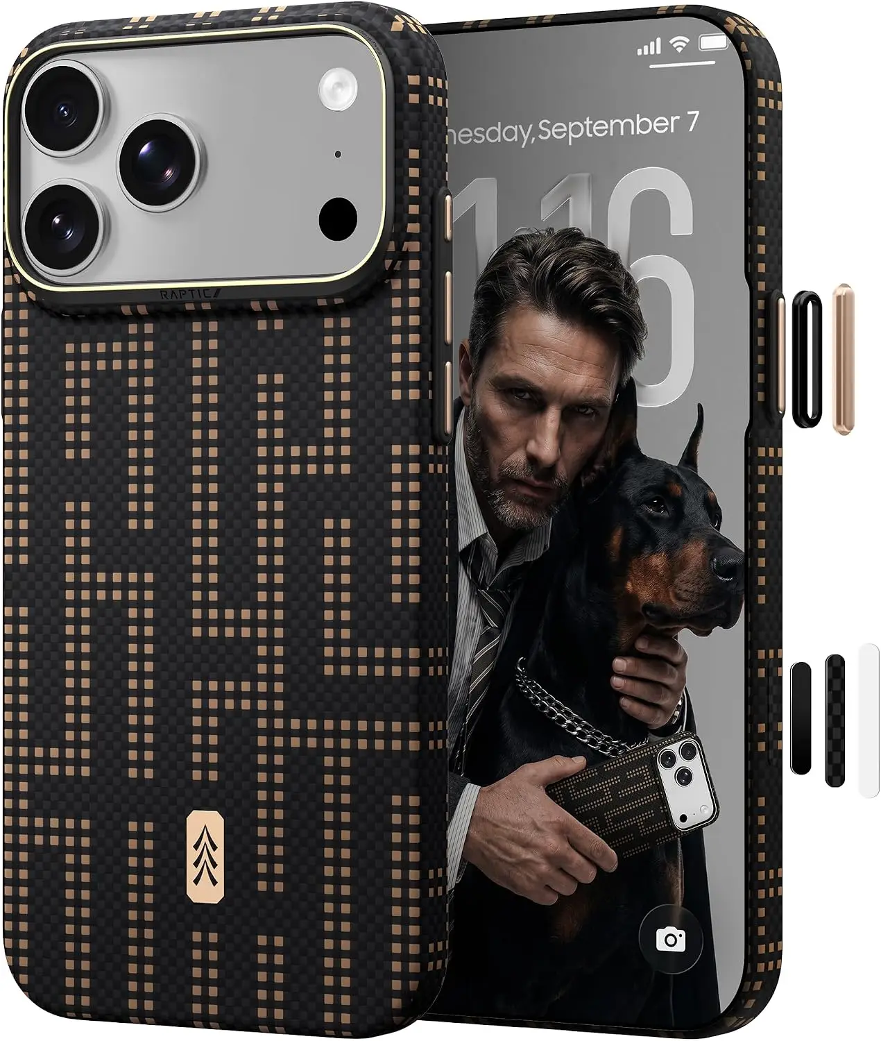 Raptic Kevlar Series for iPhone 18 Pro Max Case Gilded Tactile Woven Aramid Fiber Magnetic TPU Full Case for iPhone 18 Pro Case