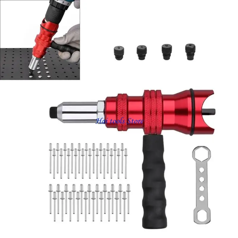

X37E Rivets Guns Adapter Set with 100pcs Rivets 4 Adapter for Instantly Conversion Tool