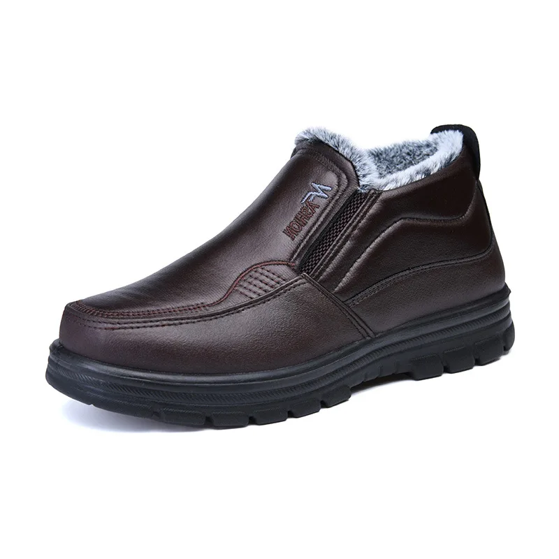 

Men's Cotton Shoes Warmth Thickened Cotton Short 2026 Winter New Leather Waterproof Anti Slip Snow Boots