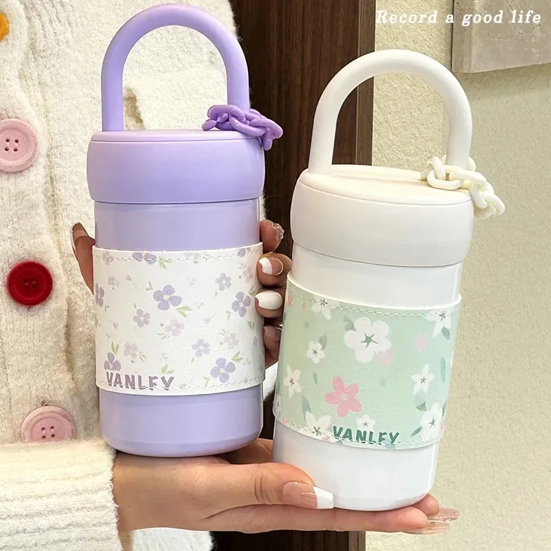 316 Stainless Steel Portable Lock Heart Couple Water Bottle Small Fragrant Wind Thermos  Coffee Cup High Value Accompanying Cups