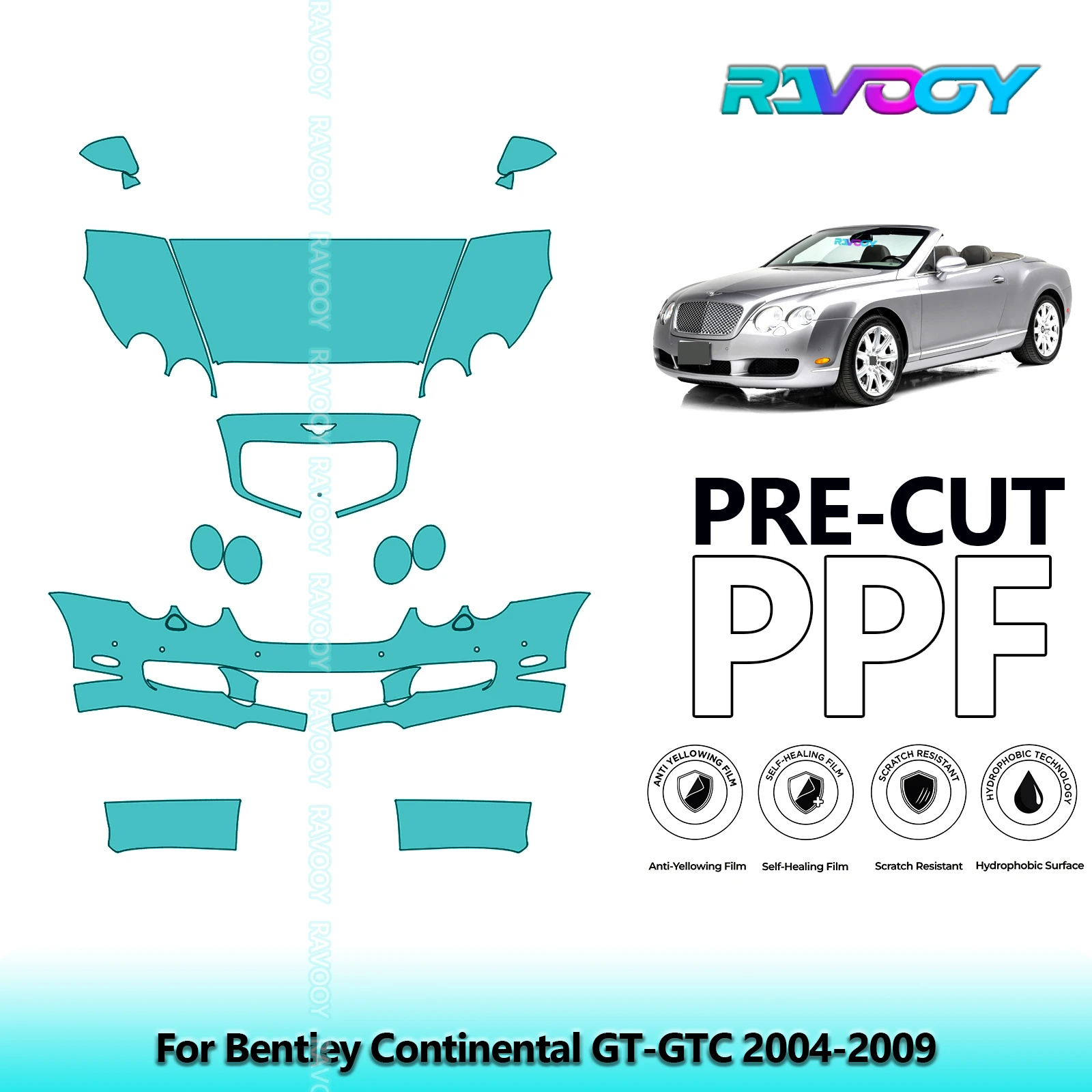 

Car Front Kit Clear Bra Precut PPF Paint Protection Film For Bentley Continental GT-GTC 2004-2009